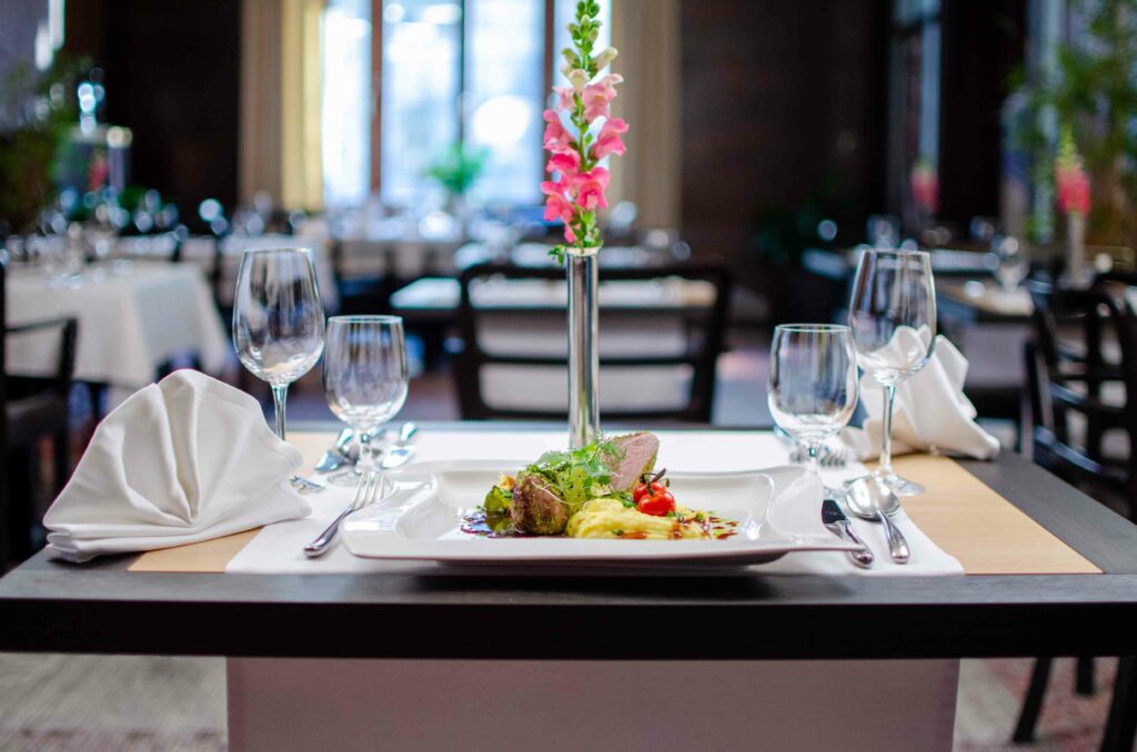 tasty dish on the table in the restaurant.